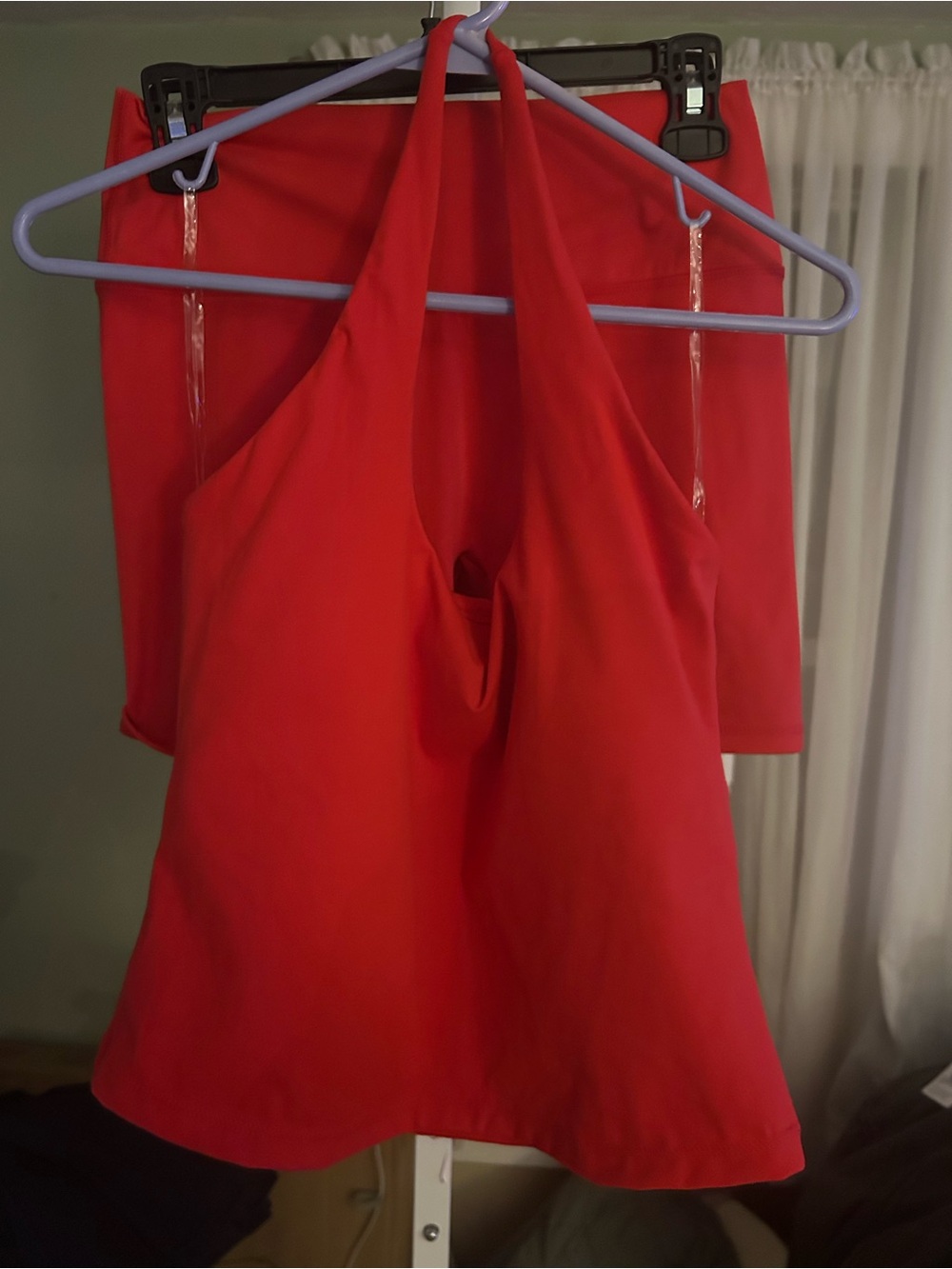 WILO Red Halter Top and Bike Shorts Set
